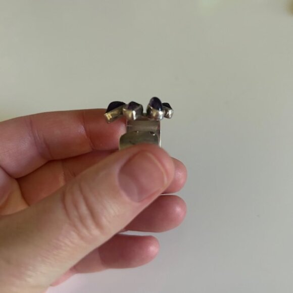 Lillly Barrack Multi Stone Amethyst Wideband Ring- Adjustable- Sterling Silver - Picture 8 of 8